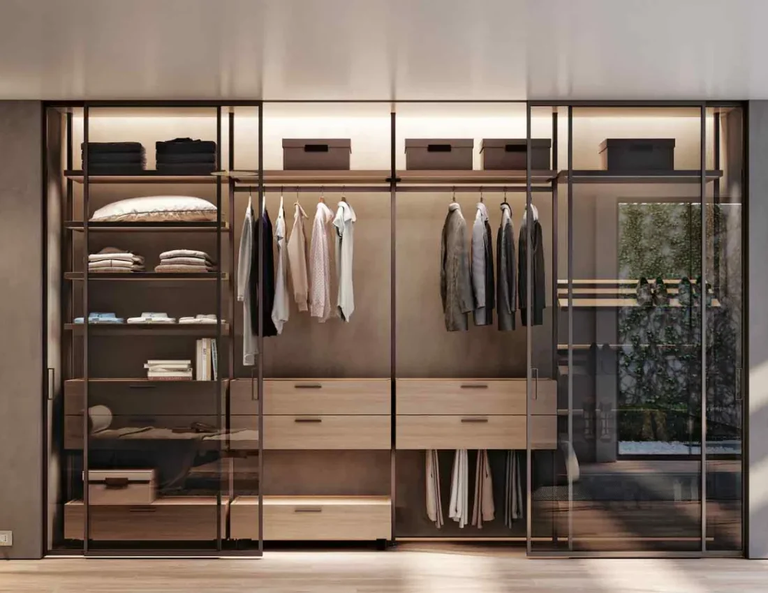 elegant custom wardrobe with mirror doors